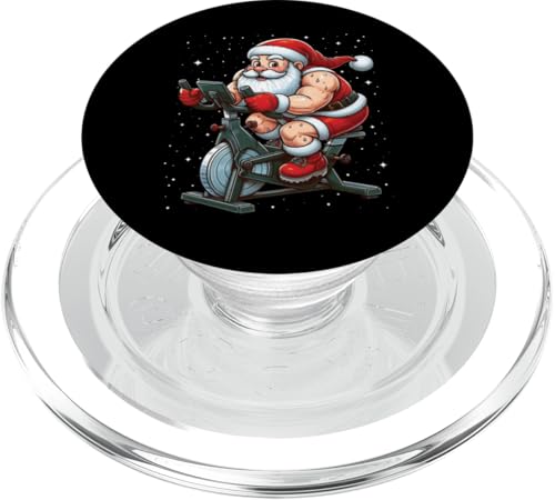 Weihnachtsmann auf Heimtrainer, Fitnessstudio, Fitness, Workout, Weihnachten, Schnee PopSockets PopGrip für MagSafe von Exercise with Santa