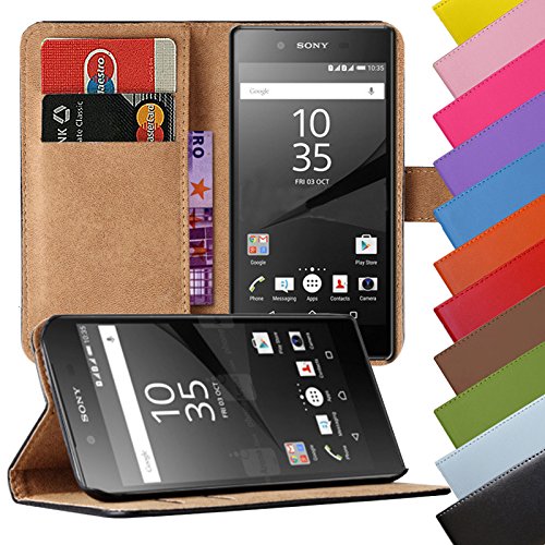 Eximmobile - Book Case Handyhülle für Sony Xperia X Compact in Schwarz mit Kartenfächer | Schutzhülle aus Kunstleder | Handytasche als Flip Case Cover | Handy Tasche | Etui Hülle Kunstledertasche von Eximmobile