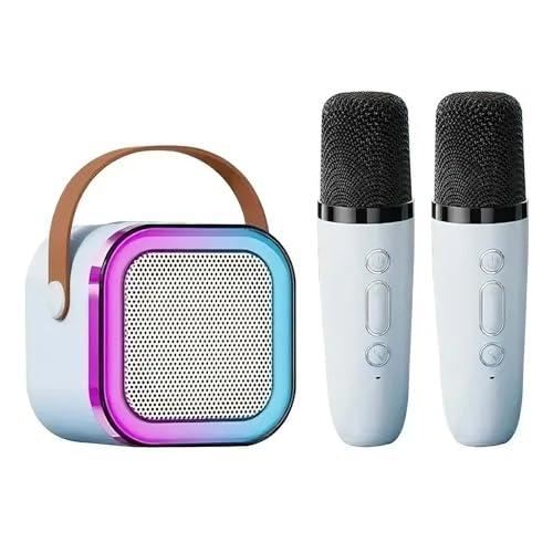 Karaoke-Maschine für Kinder mit 2 Mikrofonen, tragbare Kinder-Karaoke-Maschine für 3–12 Jahre alte Mädchen, Geschenke mit LED-Partylichtern, Mini-Bluetooth-Lautsprecher, Kinder-Karaoke-Maschinen für von Eznaobo