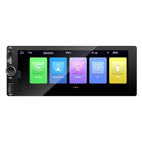 EZoneTronics Universal 6,86 Zoll 1 Din Touchscreen Autoradio Kompatibel mit CarPlay Android Auto Radio MP5 Player mit Bluetooth FM Type-C USB Rückfahrkamera SWC von Ezonetronics