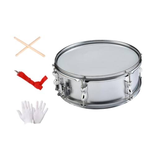 F Fityle 14-Zoll-Snare-Drum-Percussion-Instrument mit verstellbarem Riemen, Musiklernen, Musiktrommeln, Musikinstrumente für Mädchen und Jungen, Silver 14 Inch von F Fityle