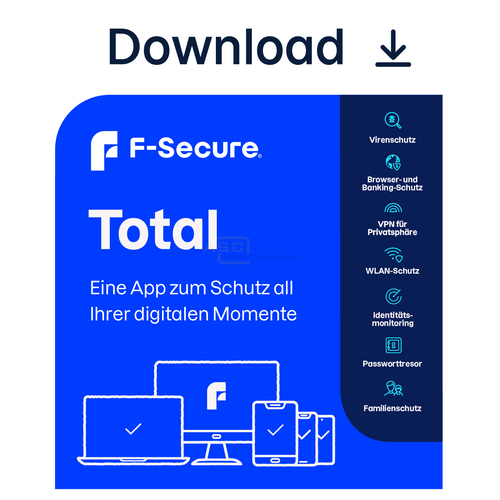 Total Security und VPN + Datenwiederherstellung Vollversion ESD   3 Geräte 1 Jahr ( Download ) von F-Secure