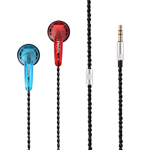 FAAEAL Snow-Lotus In-Ear-Kopfhörer, 2.5 cm, 64 Ohm, schwerer Bass, flacher Kopf, 3.5 mm Kabel, HiFi-Musik-Headset, In-Ear-Kopfhörer für Xiaomi, Huawei, iPhone, PC, Tablets etc. (Rot und Blau) von FAAEAL