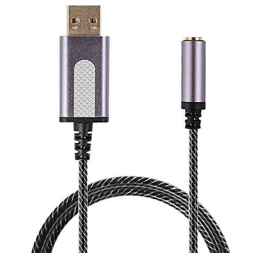 USB-auf-3,5-mm-Klinken-Audio-Adapter, USB-auf-AUX-Kabel, integrierter Smart-DAC-Chip, externe Soundkarte mit TRRS 4-poligem Mikrofon, unterstützt für PC, PS4, PS5 und mehr (0,5 m) von FAAEAL