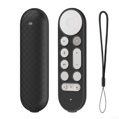 Silikon-Schutzhülle, stromlinienförmige Silikonhülle, Silikonhülle, Silikon-Schutzhülle für Google TV 4K Remote Cover 2024 (Schwarz) von FACULX