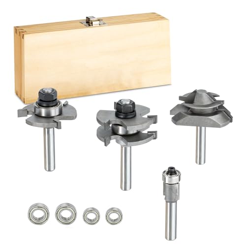 Fräser Set, 4-teilig Oberfräser Set, 8mm Fräser Set passend für Elektro Oberfräsen, Oberfräsen Zubehör, Holzbearbeitungswerkzeuge für Heimwerker und DIY von FAHEFANA