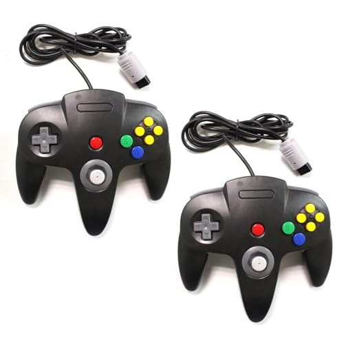 FAIRY TAIL & GLITZER FEE Doppelpack Controller passend für Nintendo 64 N64 Schwarz Gamepad Joypad 2 Controller Set von FAIRY TAIL & GLITZER FEE