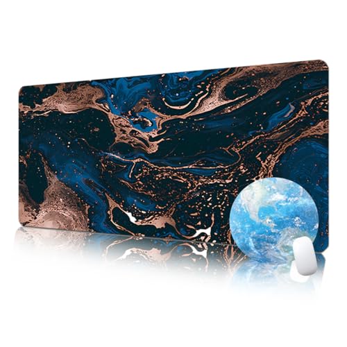 FAIRYGATE Gaming Mousepad xxl Mauspad Gaming Großes Tastatur mit Untersetzer Wasserdichtes Gewebe Mousepad Schreibtischmatte für Home Office Schwarz Gold Marmor B5905-M von FAIRYGATE