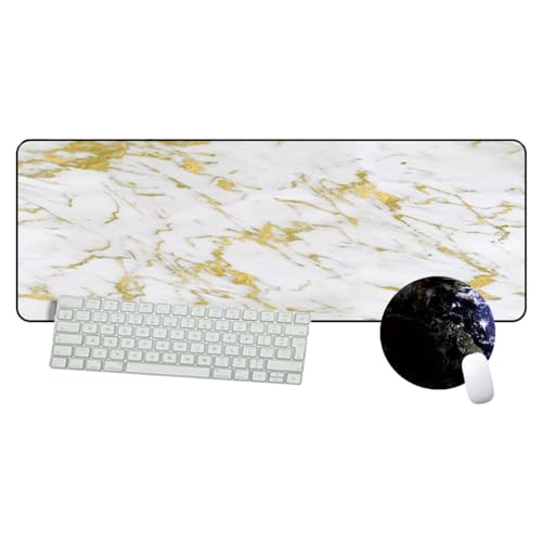 FAIRYGATE Mauspad Gaming Schreibtisch Matte Gaming Mauspad XXL Mousepad 600 x 300 MM Groß Schreibtischunterlage mit Rutschfester Gummibasis Desk Mat für Tastatur PC Laptop Weißer Marmor B5710-M von FAIRYGATE