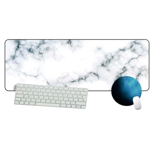 FAIRYGATE Mauspad weiß xxl Schreibtischmatte Mauspad Marmor Optik Mousepad in Weiß Standard Größe rutschfest Schlicht Modern Stein Optik Granit für Gaming Arbeit Büro Zuhause B5709-M von FAIRYGATE