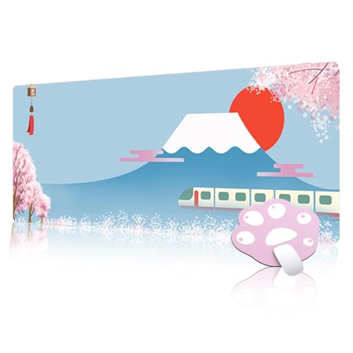 FAIRYGATE Mouse Pads Mauspad groß Anime Schreibtisch Unterlage Großes Gaming Mauspad Japanische Tropische Blume Niedliches Lange Volle rutschfeste Basis Geschenke für Frauen 60 x 30 cm Berg B5807-M von FAIRYGATE