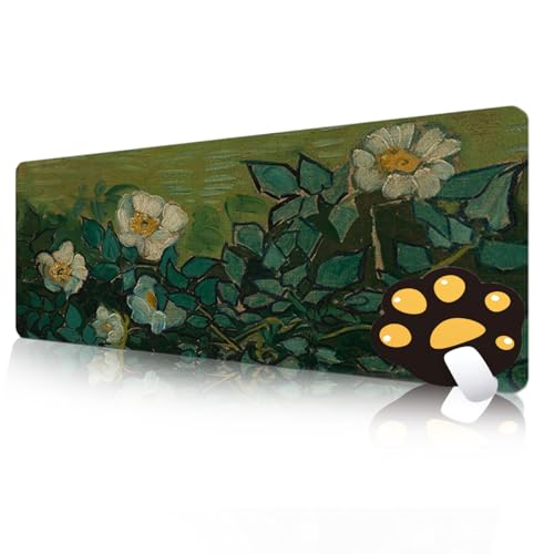 FAIRYGATE Mousepad XXL Gaming Mauspad Gaming Mouse Pad rutschfeste Gummibasis Sunflower Nature Aquarell Blumenfeld Malerei Blätter Schreibtisch Zubehör für Computer Laptop Schreibtisch B6101-M von FAIRYGATE