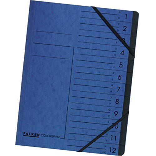 Original Falken Premium Ordnungsmappe. Made in Germany. Aus extra starkem Colorspan-Karton DIN A4 12 Fächer und 2 Gummizüge mit Organisationsdruck blau Ringmappe Register-Mappe Original Falken Premium Ordnungsmappe. Made in Germany. Aus extra starkem Colorspan-Karton DIN A4 12 Fächer und 2 Gummizüge mit Organisationsdruck blau Ringmappe Register-Mappe von FALKEN