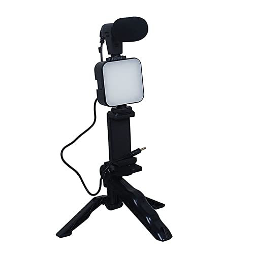 Vlogging-Kit, Telefonkamera-Video-Kit, Video-Rig mit Stativ-Telefonhalter, Mikrofon, LED-Licht-Fernauslöser für Podcast-Filme, Live-Streaming-Aufnahme von FAMKIT