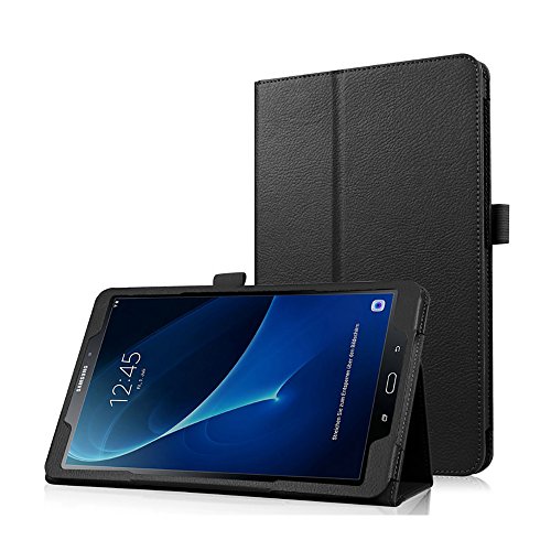 FAN SONG Hülle für Samsung Galaxy Tab A 10.1, PU Leder Schutzhülle mit Auto Schlaf/Wach, Stand Funktion Smart Cover Tasche für Galaxy Tab A 10,1 2016 Modell SM-T580N/SM-T585N(Schwarz) von FAN SONG