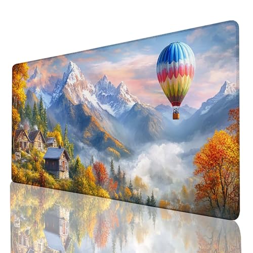 Farbe Mauspad Groß, Gaming Mousepad XXL 500 x 250mm, Schreibtischunterlage Heißluftballon Mausepad mit vernähten Kanten, Wasserdicht rutschfeste Unterseite Kautschuk Desk mat Gaming Zubehör 1S-Z-5 von FANLIGZU