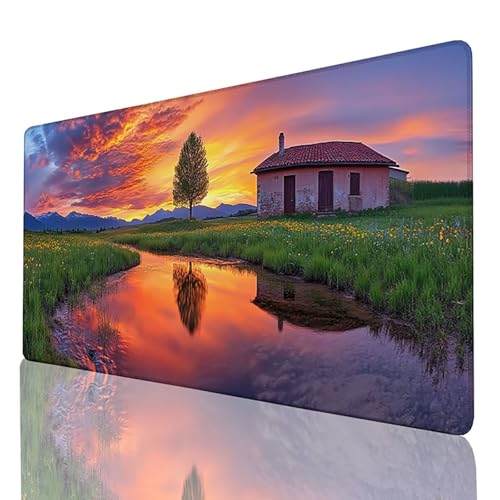 Farbe Mauspad Groß, Gaming Mousepad XXL 500 x 250mm, Schreibtischunterlage Landschaft Mausepad mit vernähten Kanten, Wasserdicht rutschfeste Unterseite Kautschuk Desk mat Gaming Zubehör 1S- 3- Z von FANLIGZU