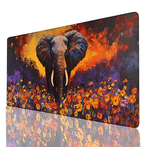 Farbe Mauspad Groß, Gaming Mousepad XXL 700x300x3mm, Schreibtischunterlage Löwe Mausepad mit vernähten Kanten, Wasserdicht Rutschfeste Unterseite Kautschuk Desk mat für PC Laptop Gaming Zubehör 37-2-N von FANLIGZU