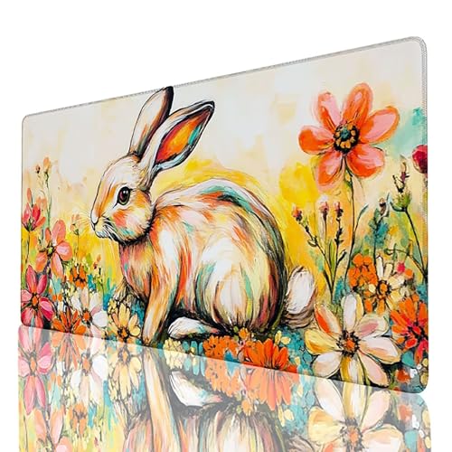 Gaming Mauspad XXL 100x50 cm, Schreibtischunterlage Farbe Mousepad Blume, Desk mat mit vernähten Kanten, rutschfeste Gummibasis Mouse pad für PC Laptop Gaming Zubehör, Geschenk für Männer 67-9-4 von FANLIGZU