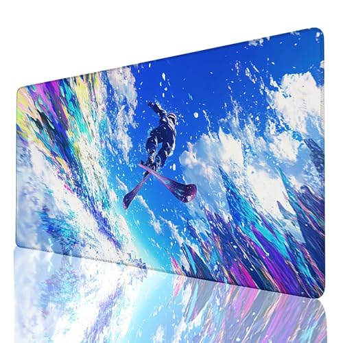 Gaming Mauspad XXL 100x50 cm, Schreibtischunterlage Farbe Mousepad Ski, Desk mat mit vernähten Kanten, rutschfeste Gummibasis Mouse pad für PC Laptop Gaming Zubehör, Geschenk für Männer 6P- I- S von FANLIGZU