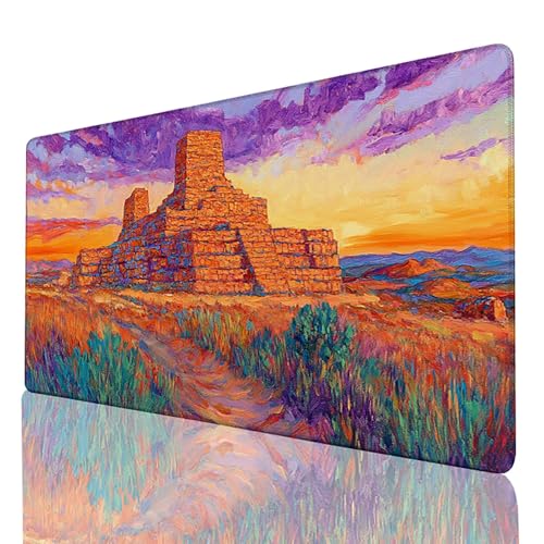 Gaming Mauspad XXL 600x300mm, Schreibtischunterlage Lila Mousepad Landschaft, Desk mat mit vernähten Kanten, rutschfeste Gummibasis Mouse pad für PC Laptop Gaming Zubehör, Geschenk für Männer 26-J-W von FANLIGZU