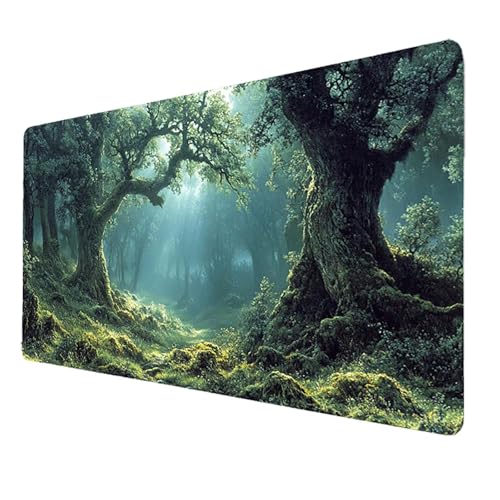 Gaming Mauspad XXL Grau Mousepad 800 x 400 x 3mm, Baum Schreibtischunterlage Groß mit Vernähte Kanten WassXerdicht Anti-Rutsch, Gaming Zubehör Verbessert Präzision und Geschwindigkeit, für PC 9924 von FANLIGZU