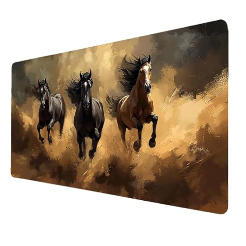 Gaming Mauspad xxl Schwarz Mousepad 800 x 300 x 3mm, Horse Schreibtischunterlage Groß mit Vernähte Kanten WassXerdicht Anti-Rutsch, Gaming Zubehör Verbessert Präzision und Geschwindigkeit, für PC 6534 von FANLIGZU