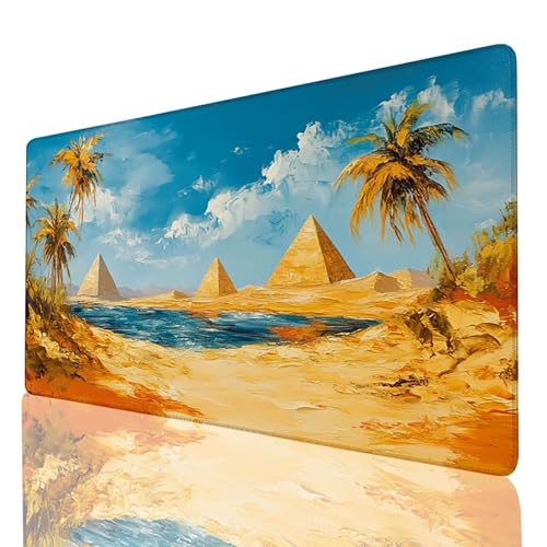 Gelb Mauspad Groß, Gaming Mousepad XXL 500 x 250mm, Schreibtischunterlage Pyramide Mausepad mit vernähten Kanten, Wasserdicht rutschfeste Unterseite Kautschuk Desk mat Gaming Zubehör, Geschenk 1R-F-G von FANLIGZU