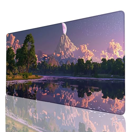 Grün Mauspad Groß, Gaming Mousepad XXL 700 x 300x3mm, Schreibtischunterlage Sternenhimmel Mausepad mit vernähten Kanten, Wasserdicht rutschfeste Unterseite Kautschuk Desk mat Gaming Zubehör 38-4-5 von FANLIGZU