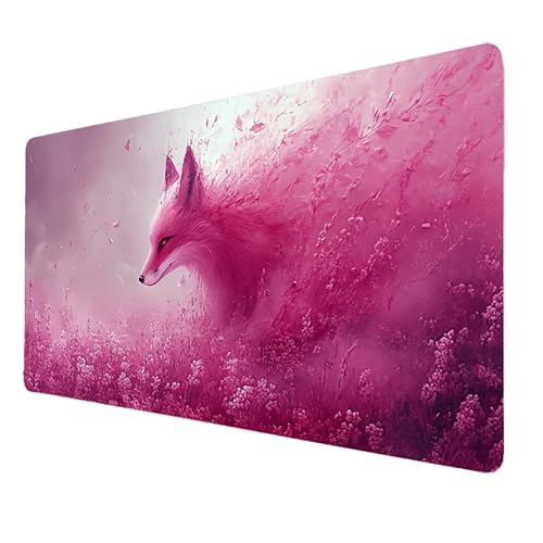 Mauspad 500x250x3mm, Rosa Mousepad Gaming WassXerdicht Anti-Rutsch mit Vernähte Kanten, Desk Mat Fuchs Mouse Pad Pc Zubehör Gaming,Großes Mauspad Gaming Zubehör für Familie Schreibtischdekoration 6420 von FANLIGZU