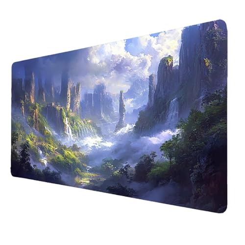 Mauspad 500x250x3mm, Weiß Mousepad Gaming WassXerdicht Anti-Rutsch mit Vernähte Kanten, Desk Mat Berg Mouse Pad Pc Zubehör Gaming, Großes Mauspad Gaming Zubehör für Familie Schreibtischdekoration 3700 von FANLIGZU