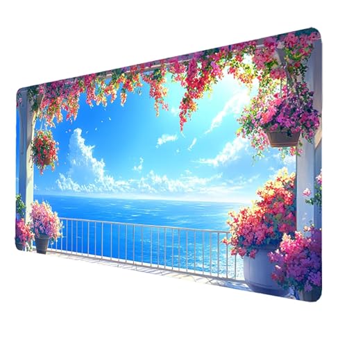 Mauspad 600x300x3mm, Farbe Mousepad Gaming WassXerdicht Anti-Rutsch mit Vernähte Kanten,Desk Mat Blume Mouse Pad Pc Zubehör Gaming,Großes Mauspad Gaming Zubehör für Familie Schreibtischdekoration 7740 von FANLIGZU