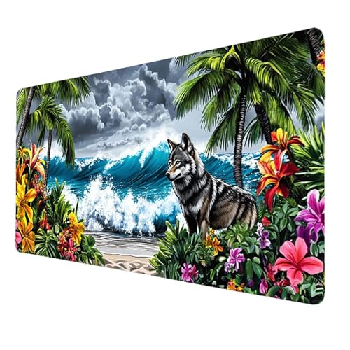 Mauspad 700x300x3mm, Farbe Mousepad Gaming WassXerdicht Anti-Rutsch mit Vernähte Kanten, Desk Mat Wolf Mouse Pad Pc Zubehör Gaming,Großes Mauspad Gaming Zubehör für Familie Schreibtischdekoration 5917 von FANLIGZU