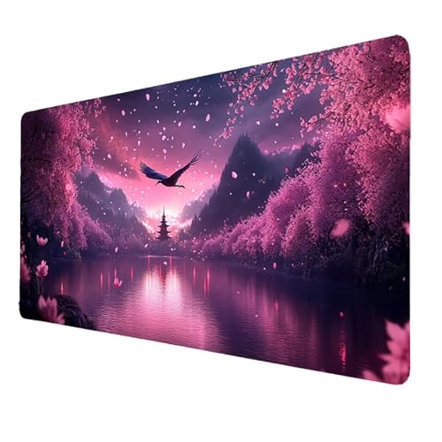 XXL Mauspad Rosa Gaming Mauspad Groß 500x250x3mm Verbessert Präzision und Geschwindigkeit, Mausmatte mit Vernähte Kanten, Vogel Mauspads, Rutschfeste Desk Mat, für PC, Laptop Geschenke für Männer 2262 von FANLIGZU