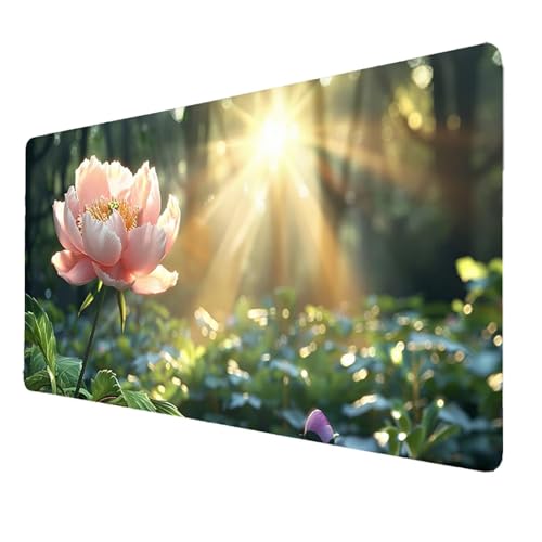 XXL Mauspad Rosa Gaming Mauspad Groß 800 x 400 x 3mm Verbessert Präzision und Geschwindigkeit, Mausmatte mit Vernähte Kanten, Blume Mauspads, Rutschfeste Desk Mat, für PC, Laptop Geschenke Männer 5713 von FANLIGZU