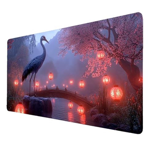 XXL Mauspad Weiß Gaming Mauspad Groß 700 x 300 x 3mm Verbessert Präzision und Geschwindigkeit, Mausmatte mit Vernähte Kanten, Kran Mauspads, rutschfeste Desk Mat, für PC, Laptop Geschenke Männer 8439 von FANLIGZU