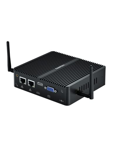 FANPEEC Lüfterloser PC Industrie Mini PC Windows 11 Pro Celeron J4125, Quad Core Firewall PC 8GB RAM 256GB SSD Mini Computer PC 2 Netzwerkanschlüsse, 2 x RS232 COM, 4K HD + VGA, Mini Desktop PC von FANPEEC