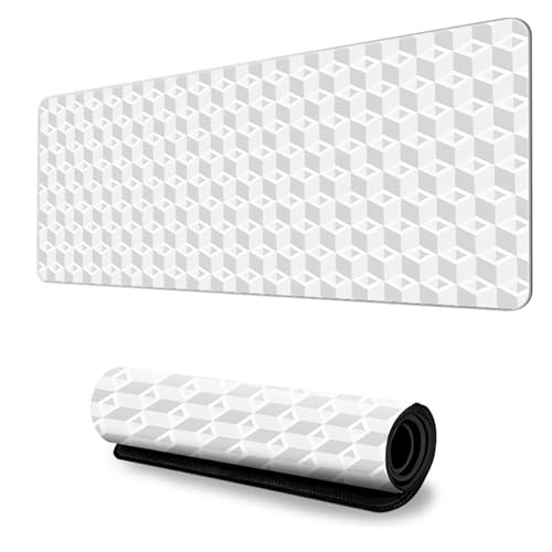 FANSU Farbiges Raster Gaming Mauspad, Mauspad mit Vernähte Kanten, Big Mousepad, rutschfeste Gummibasis Mousepad, Mouse Pads Gaming für Büro und Zuhause (Grau,600x300x3mm) von FANSU