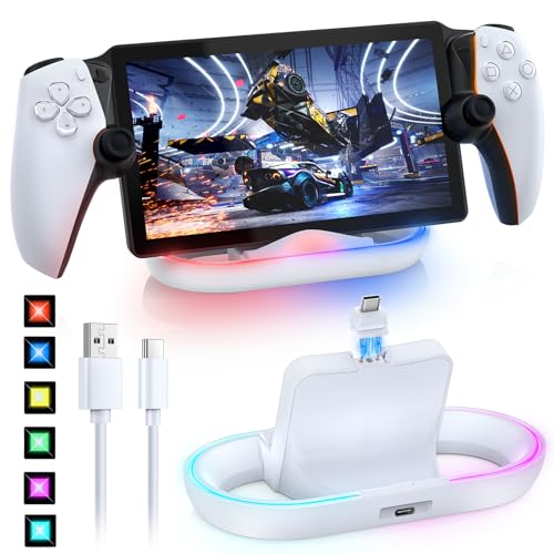 Magnetische Ladestation für PS Portal Remote Player, FASTSNAIL PSP Zubehör kompatibel mit Playstation Portal Remote Player, LED Ständer für PS5 Portable von FASTSNAIL