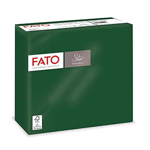 Fato - Einweg-Papierservietten, Softness und Softness, Packung mit 40 Servietten, Größe 38x38 gefaltet in 4, 2-lagig, Farbe Waldgrün, 100% reines Zellulosepapier, FSC-zertifiziert von Fato