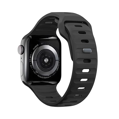 Kompatibel mit Apple Watch Armband 42mm 44mm 45mm 46mm 49mm für frauen männer, Silikon Fitness Sport Ersatzarmband Armbänder für iWatch Armband Ultra 2/1 Series 10 9 8 7 6 5 4 3 2 1 SE, Schwarz von FAWAJON