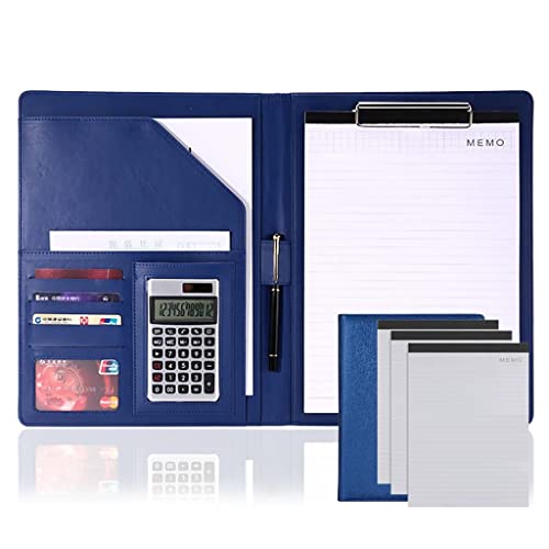 A4 Zwischenablage Ordner mit Speicher, Folder Leather Business Document Organizer Letter A4 Size Business Card Holder For Interview Conference And Presentation(Blauw,12digit+Sign in this*3) von FBHDKJNFG