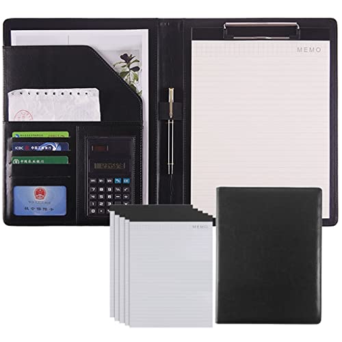 A4 Zwischenablage Ordner mit Speicher, Folder Writing Faux Leather Clipboard Conference/Legal Document Organizer With Letter/A4 Size Clipboard(Svart,8Bit+5*note pad) von FBHDKJNFG