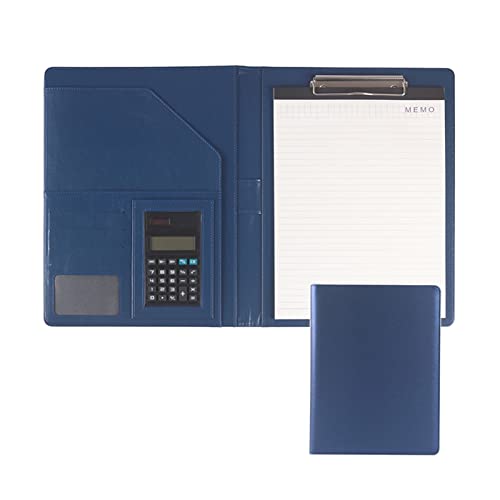 A4 Zwischenablage Ordner mit Speicher, Smart Business A4 Case Document Organizer Handy Pockets Conference Contractor Executive Folder Faux Leather(Blu,8digit calculator) von FBHDKJNFG