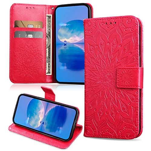 FCAXTIC Hülle Kompatibel mit Samsung Galaxy A3 2017, Magnet PU Leder Tasche Flip Schutzhülle, Brieftasche Klappbar Hülle für Samsung A3 2017, Rot von FCAXTIC