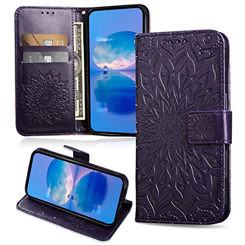 FCAXTIC Hülle Kompatibel mit Samsung Galaxy J6 2018, Magnet PU Leder Tasche Flip Schutzhülle, Brieftasche Klappbar Hülle für Samsung J6 2018, Violett von FCAXTIC