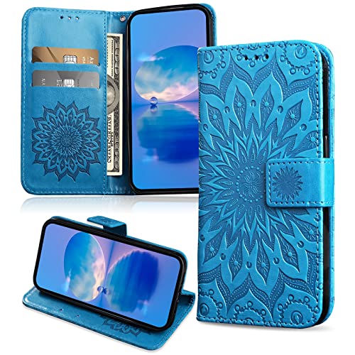 FCAXTIC Hülle Kompatibel mit Xiaomi Redmi Note 10 5G / Xiaomi Poco M3 Pro 5G / Redmi Note 10T, Magnet PU Leder Tasche Flip Schutzhülle, Brieftasche Klappbar Hülle, Blau von FCAXTIC