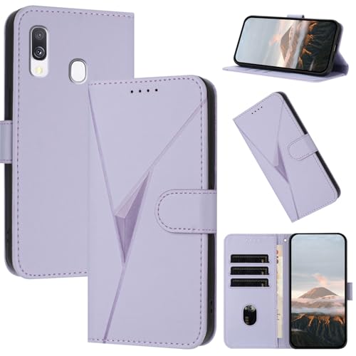 FCAXTIC Hülle für Samsung Galaxy A40 Hülle, PU Leder Handyhülle mit Standfunktion, Magnet Schutzhülle Tasche für Galaxy A40, Hellviolett von FCAXTIC