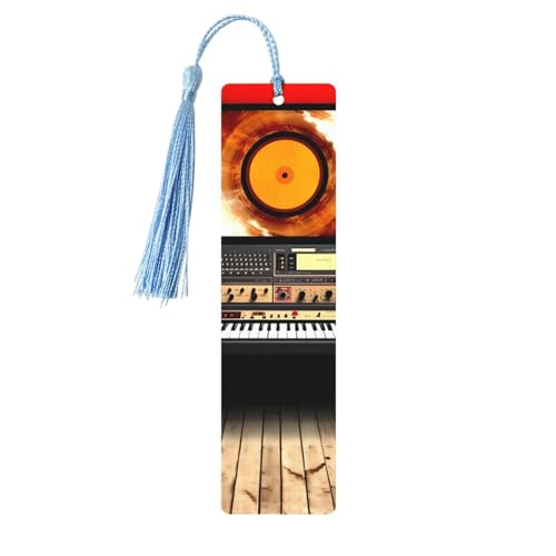 Musikstudio-Lesezeichen, Holz-Lesezeichen für Buchliebhaber, handgefertigtes Holz-Lesezeichen mit Quaste, Lesezeichen, Ornament, Geschenkanhänger, Etiketten für Basteldekorationen von FCTVASDM