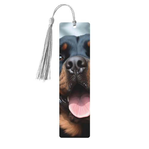 Rottweiler Lesezeichen mit Hundezungenkopf, Holz-Lesezeichen für Buchliebhaber, handgefertigtes Holz-Lesezeichen mit Quaste, Lesezeichen, Ornament, Geschenkanhänger, Etiketten für Basteldekorationen von FCTVASDM